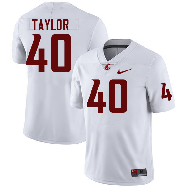 Men #40 Joe Taylor Washington State Cougars College Football Jerseys Stitched-White